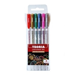 BOLIGRAFO TEORIA GEL COLORES METALIZADOS X6