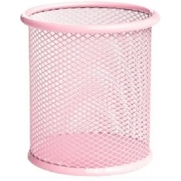 PORTALAPICES METALICO REJILLA CILINDRICO ROSADO