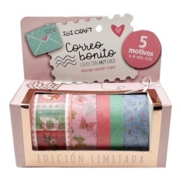 CINTA ADHESIVA WASHI TAPE IBI CRAFT CORREO BONITO PACK X5