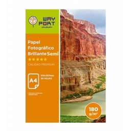 PAPEL FOTOGRAFICO WAYPORT SEMI GLOSSY A4 180GR. X20