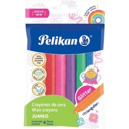 CRAYOLA PELIKAN JUMBO GRUESAS CON GLITTER X6