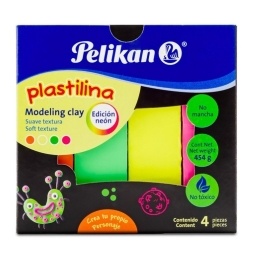 PLASTICINA PELIKAN BARRA JUMBO NEON X4