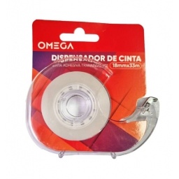 CINTA ADHESIVA OMEGA CON DISPENSADOR 18X33MT.