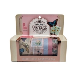 CINTA ADHESIVA WASHI TAPE IBI CRAFT VINTAGE PACK X5