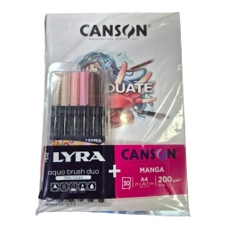 BLOCK CANSON GRADUATE MANGA A4 + MARCADORES LYRA AQUA BRUSH X6