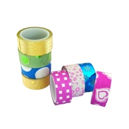 CINTA ADHESIVA WASHI TAPE GLITTER DESIGN IBI CRAFT PACK X8