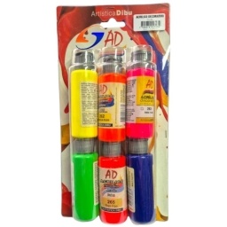 PINTURA ACRILICA AD 60ML. SET X 6 FLUO