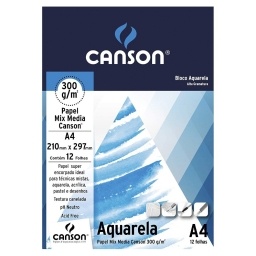 BLOCK DIBUJO ACUARELA CANSON 300GR. A4