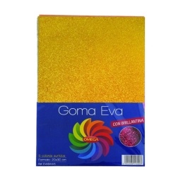 GOMA EVA CON BRILLANTINA A4 PACK X5