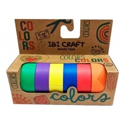 CINTA ADHESIVA WASHI TAPE IBI CRAFT COLORES VIVOS PACK X6