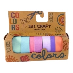 CINTA ADHESIVA WASHI TAPE IBI CRAFT COLORES PASTEL PACK X7