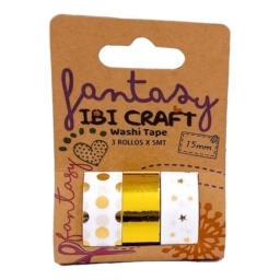 CINTA ADHESIVA DECORADA WASHI TAPE IBI CRAFT FOIL PACK X3