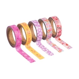 CINTA ADHESIVA WASHI TAPE FW FLORES PACK X5