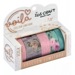 CINTA ADHESIVA WASHI TAPE IBI CRAFT VOILA PACK X5