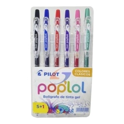 BOLIGRAFO PILOT POP LOL GEL RETRACTIL CLASICOS X6