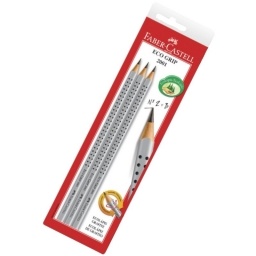 LAPICES DE ESCRIBIR FABER PLATA ECOGRIP 2001 PACK X3