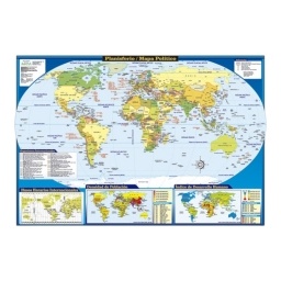 MAPA PLANISFERIO FISICO POLITICO PLASTIFICADO 70X100CM.