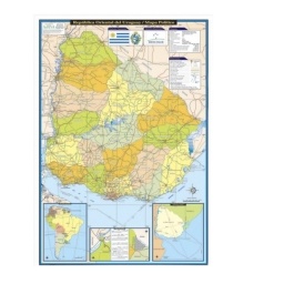 MAPA DE URUGUAY FISICO POLITICO PLASTIFICADO 70X100CM.