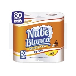 PAPEL HIGIENICO NUBE BLANCA 80MT. X40 ROLLOS