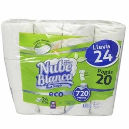 PAPEL HIGIENICO NUBE BLANCA ECO 30MT. X24 ROLLOS