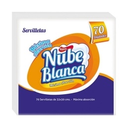 SERVILLETAS NUBE BLANCA 32X30CM. PACK X70