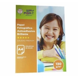 PAPEL AUTOADHESIVO FOTOGRAFICO WAYPORT GLOSSY A4 130GR. X20