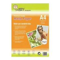 PAPEL MATE DE ALTA RESOLUCION PARA INKJET WAYPORT A4 110GR. X100H.