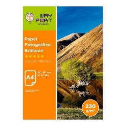 PAPEL FOTOGRAFICO WAYPORT GLOSSY A4 230GR. X20