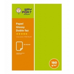 PAPEL FOTOGRAFICO WAYPORT DOBLE FAZ GLOSSY A4 180 GR. X 20 H.