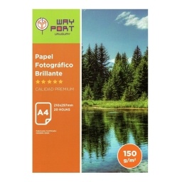 PAPEL FOTOGRAFICO WAYPORT GLOSSY A4 150GR. X20